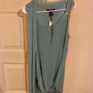 White House Black Market Green Tie Front Tank Top